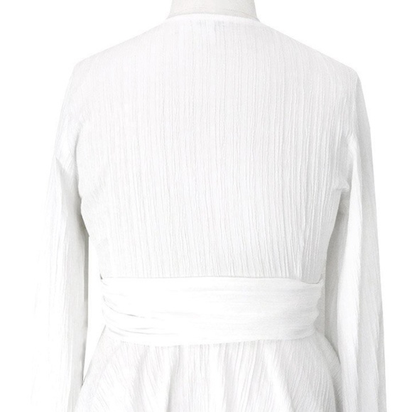 PLUS SIZE Textured Peplum Wrap Top White - Picture 2 of 4